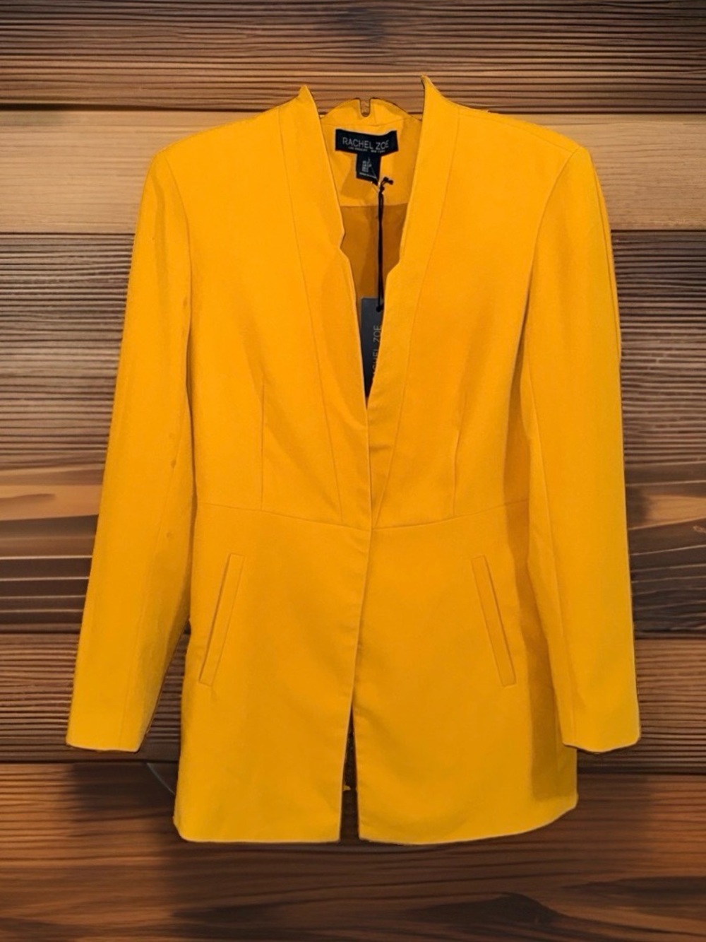 NWT Rachel Zoe Mustard Yellow One Button Women's Longline Blazer-S